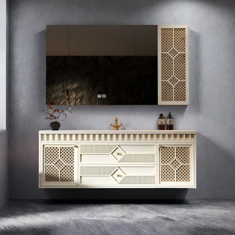 French style rock plate bathroom cabinet, 47"