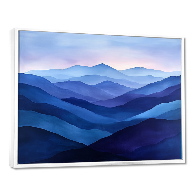 Montagnes au sommet du crépuscule au sommet du crépuscule II, H 34 po x l 44 po, Reproduction avec cadre flottant, Blanc