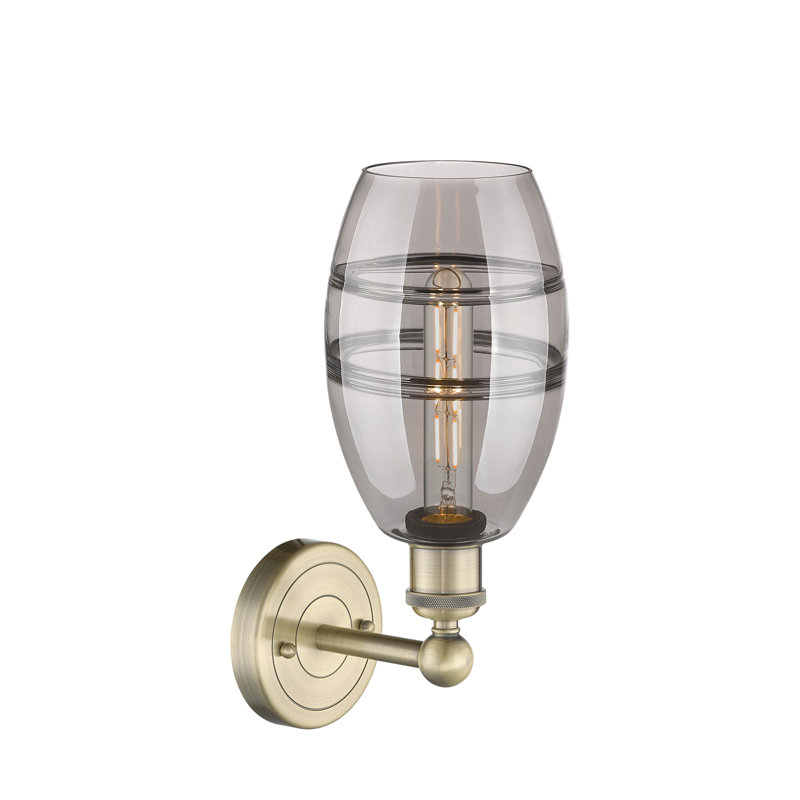 Bettylou Steel Armed Sconce, Polished Chrome, Light Smoke, 10.38" H x 5.88" W x 7.44" D
