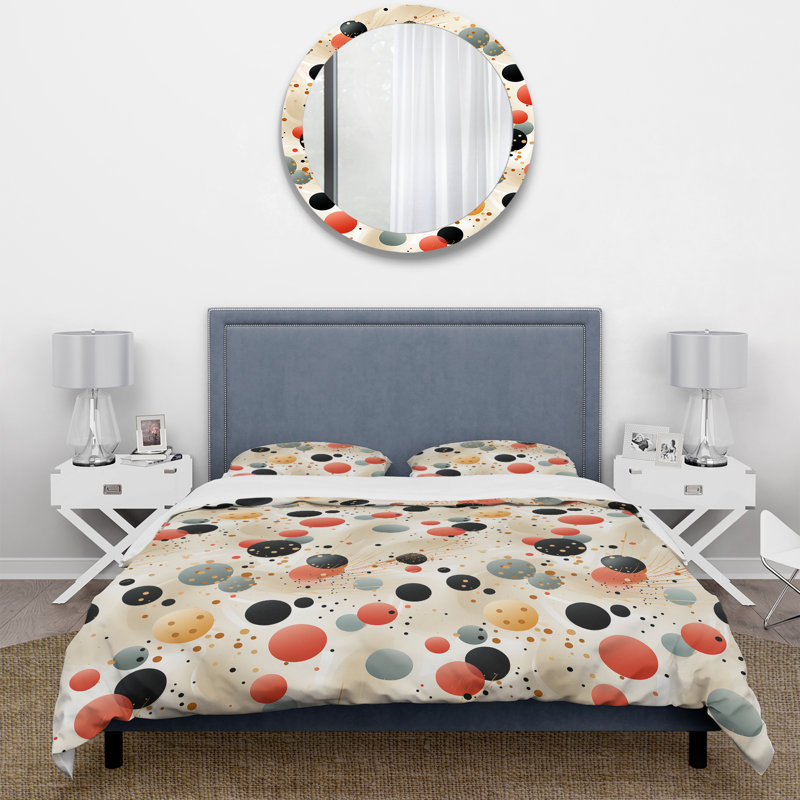 Contemporary Chic Polka Dots Pattern I Polyester Dots Duvet Cover Set, King Duvet Cover + 2 King Shams