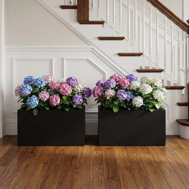 Jardinières rectangulaires en métal pour plantes d'extérieur, H 10 po x l 16 po x P 10 po