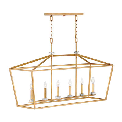 Stinson 6 - Light Kitchen Island Linear Pendant with Crystal Accent