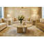 Table basse de 70 cm pour salon, beige et or