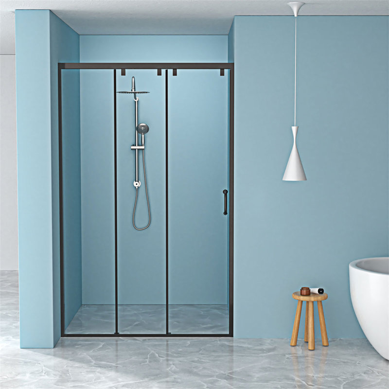 Porte de douche coulissante triple Bypass, Noir mat