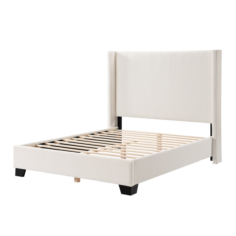 Lit plateforme tapissier Reinette, Grand, White Boucle