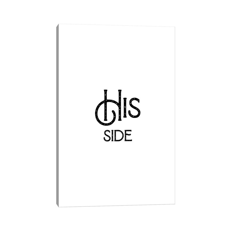 His Side-impression d’art textuel, Pas de tapis, Toile tendue, H 12 po x l 8 po x P 0,75 po