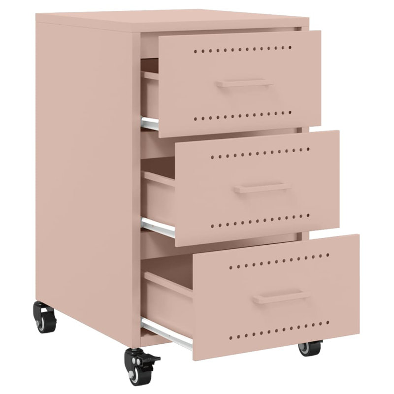 Aneyah 36cm W Steel Bedside Table, Pink