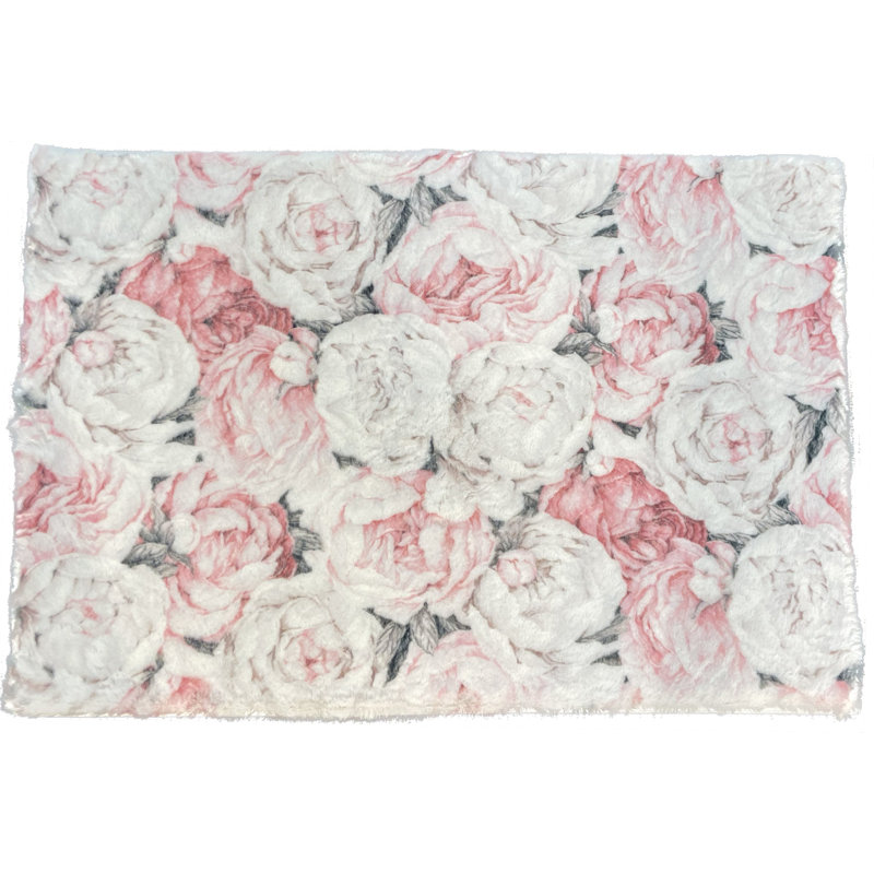 Floral Area Rug, Soft Pink, Rectangle 9' x 12'