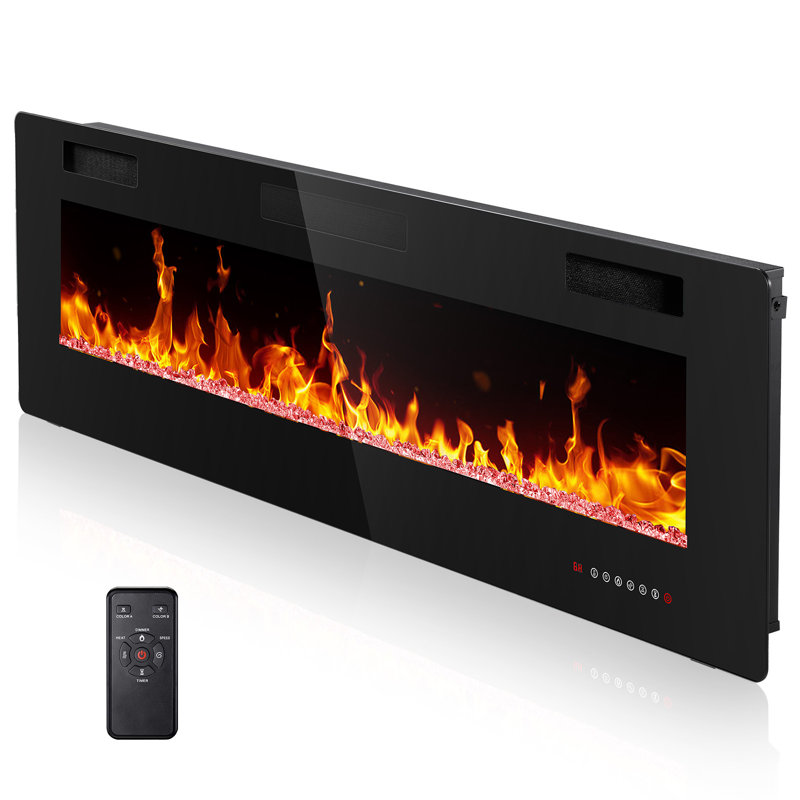 Foyer électrique avec télécommande, H 18,10 po x l 60,08 po x P 3,80 po