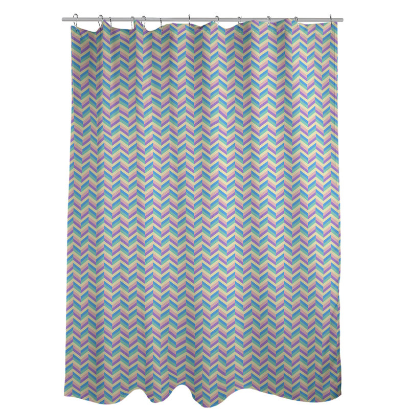 Rideau de douche simple à chevrons, Jaune