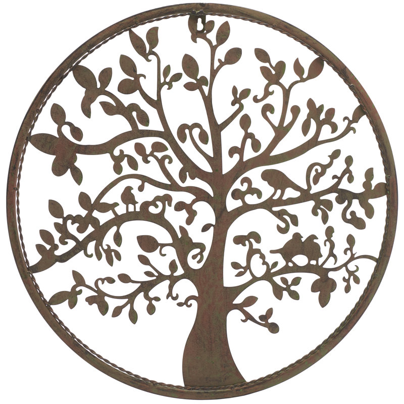 Décoration murale arbre de vie Akhaï, H 20 po x l 20 po x P 0,5 po, Bleu antique