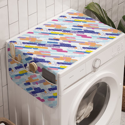East Urban Home Grunge Washing Machine Organizer Pack of 2 47" x 18.5" White Azure Blue and Violet