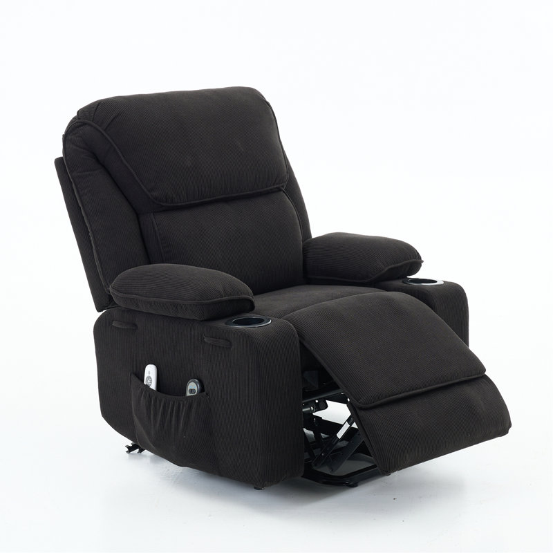 Fauteuil inclinable noir à télécommande chauffant et chauffant pour massage pour personnes âgées, Noir
