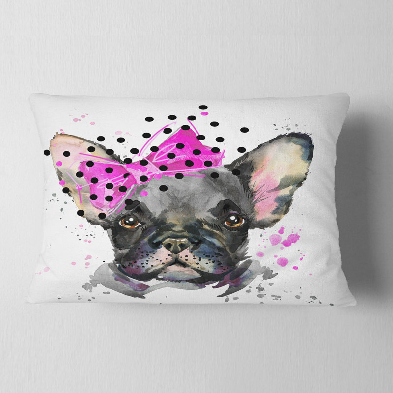 Coussin lombaire en aquarelle bouledogue french animal