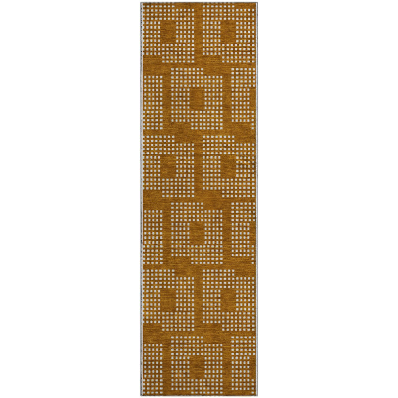 Premium Machine Washable Prisco Terracotta Rug, Runner 2'3" x 7'6"
