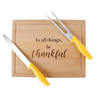 Gibson Home 14 Inch x 11 Inch Beechwood Cutting Board with Carving Tools