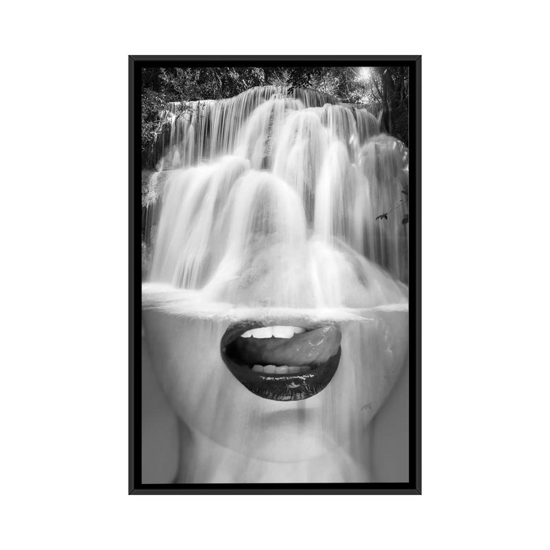 « soif », impression sur toile, H 26 po x l 18 po x P 1,5 po, Toile avec cadre noir, Pas de tapis