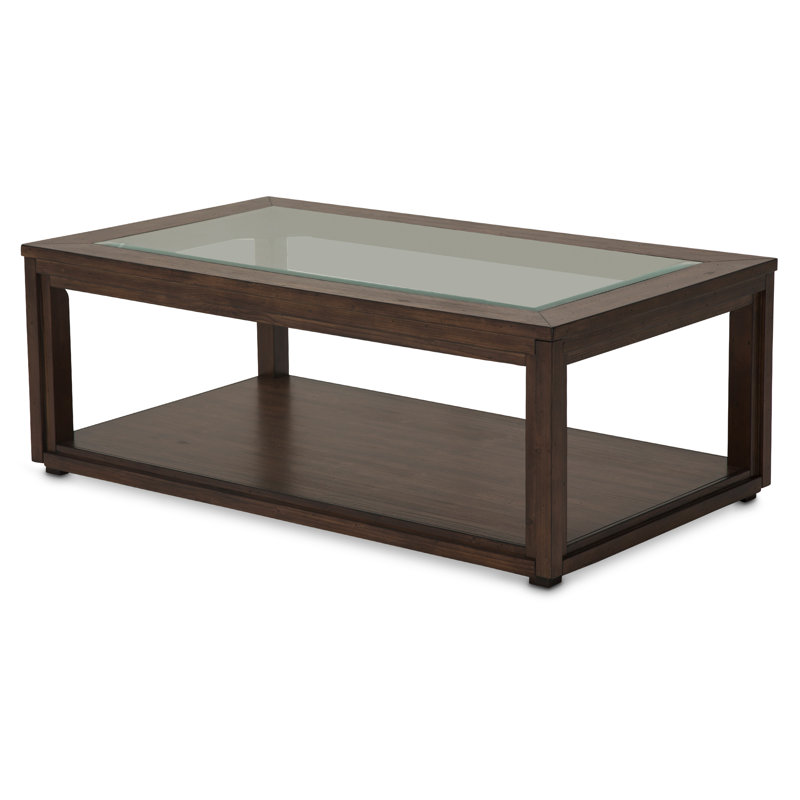 Carrollton Wood and Glass Rectangular Coffee Table - Rustic Ranch