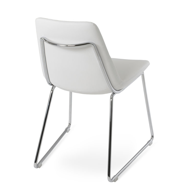 Eiffel poignée en cuir rembourrée chaise, Métal solide, Cuirette blanche