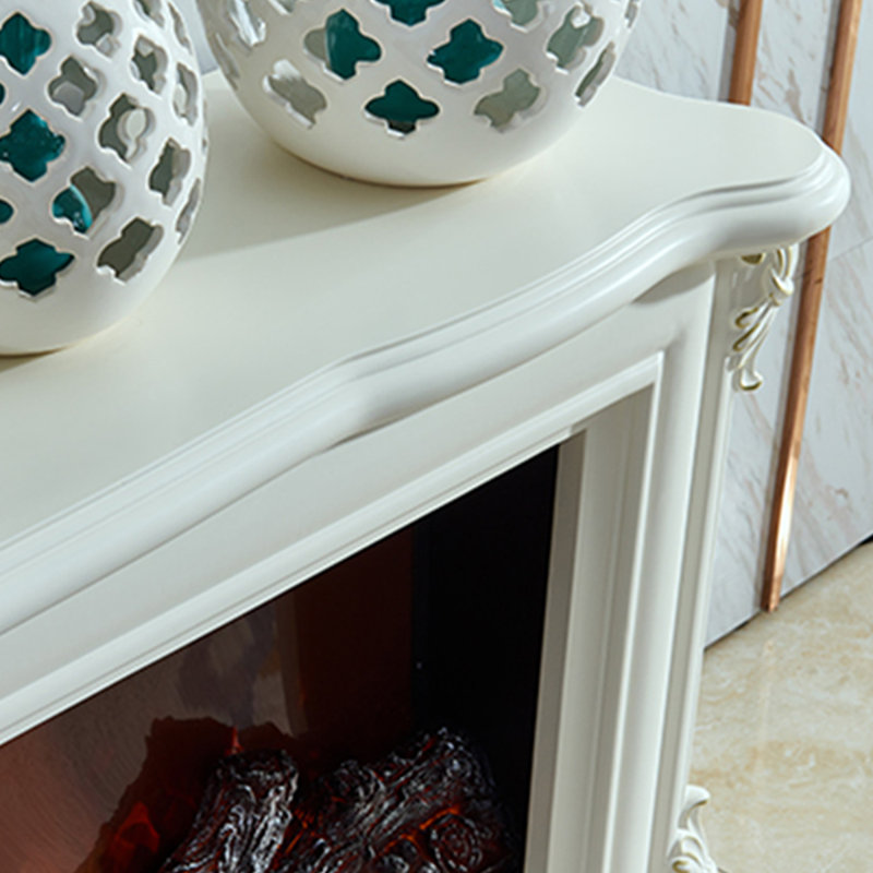 Beige Solid Wood Electric Heating Fireplace