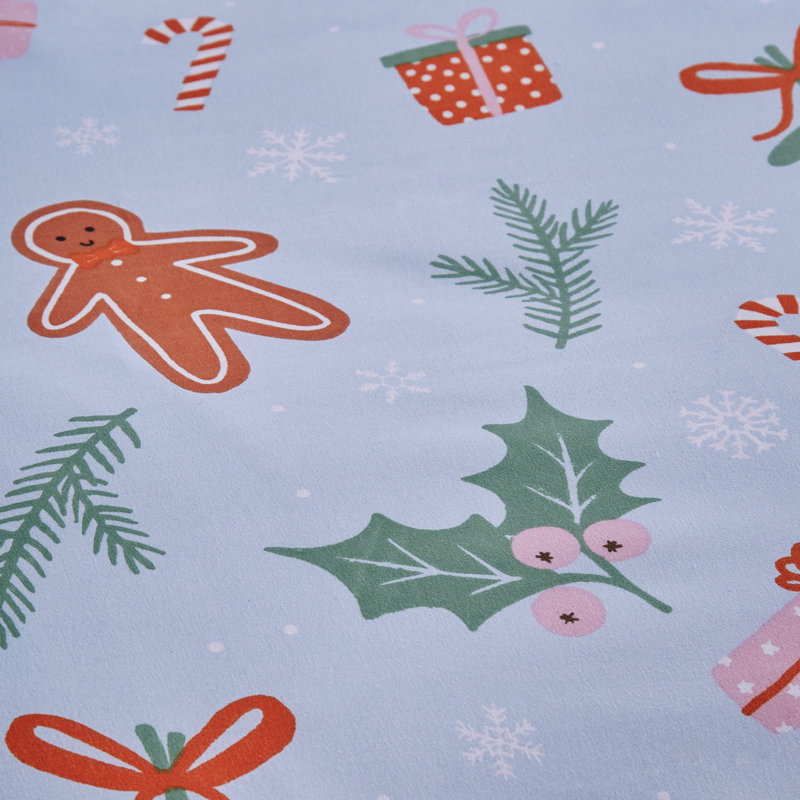 Christmas Gingerbread Soft Microfibre Reversible Duvet Cover Set, Double Duvet Cover + 2 Standard Pillowcases