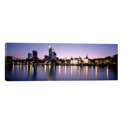 An Evening's Sparkle, Frankfurt, Germany - No Frame Panoramic Print on Canvas