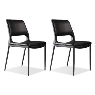 Chaise d'appoint noire à dossier solide (ensemble de 2)