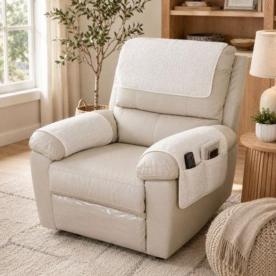 Set of 3 Velvet Recliner Arm Covers, Storage Pockets