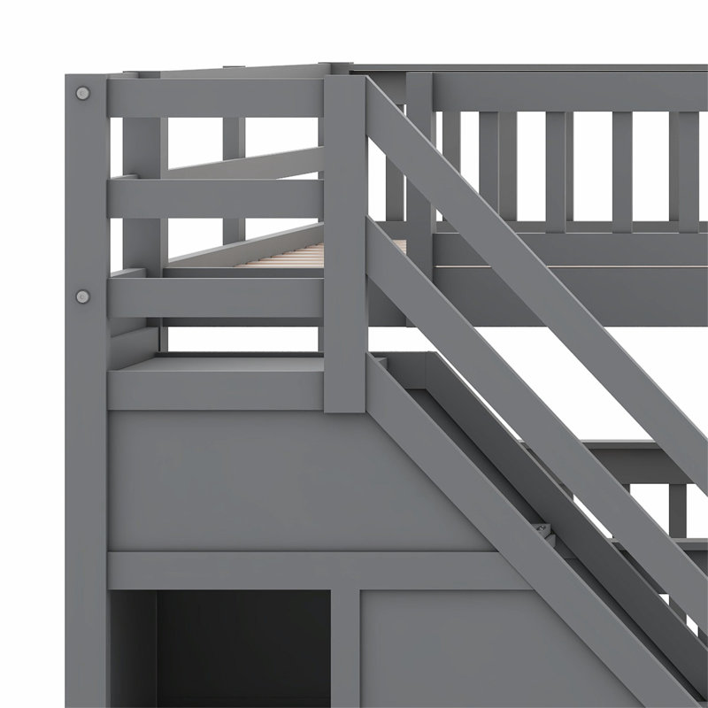Javarrie Kids Bunk Bed with Drawers, Gray