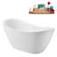51" Streamline Soaking Glossy White Freestanding Tub With Internal Drain in Brushed Nickel