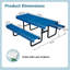 Tables de patio en métal bleu de qualité commerciale, table de salle à manger moderne en acier pour 6
