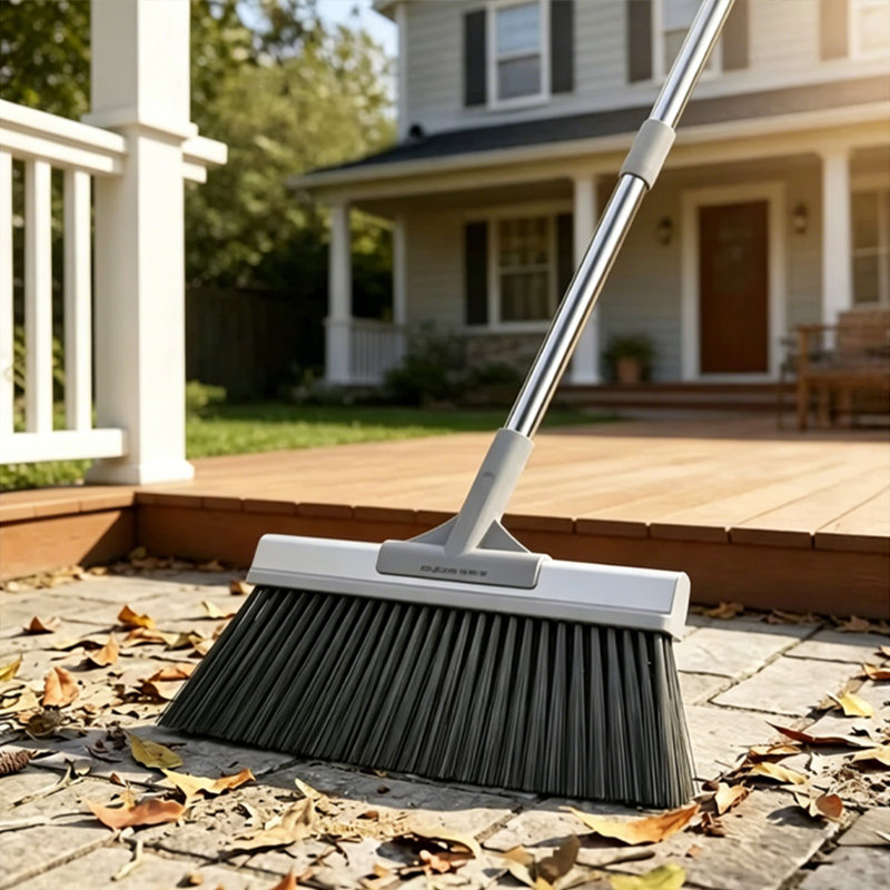 Balai de jardin + balai domestique avec ensemble de pelle à poussière JOYBOS, deux balais pour carrelage, planchers de bois franc, garages, allées, feuilles et gravier.