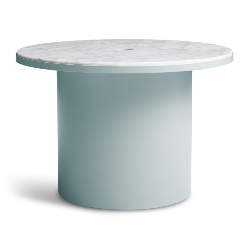 Plateau Marble End Table, White, 14" H x 21" W x 21" D, White Marble