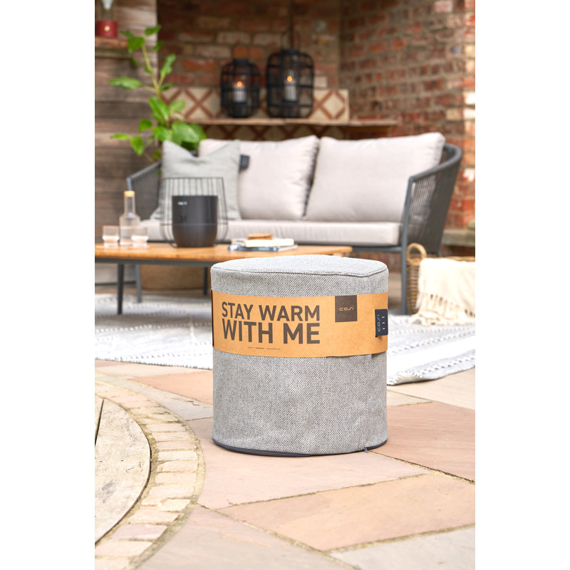 Cosipouf 45cm Wide Round Chevron Pouffe Ottoman, Grey