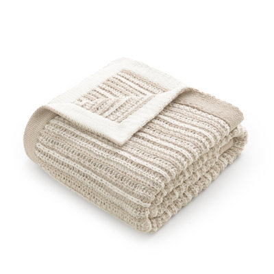 Amélie Home Chenille Striped Knit Throw Blanket for Sofa, Bed & Living Room