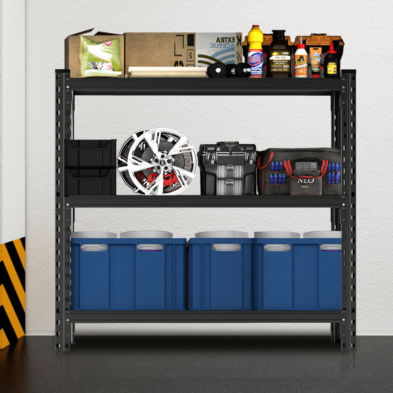 Étagère de rangement industrielle en métal robuste, l 51,2 po x P 23,6 po, H 47,3 po, noire, pour unité de rangement de garage, H 47,3 po x P 23,6 po, assemblage requis, garage