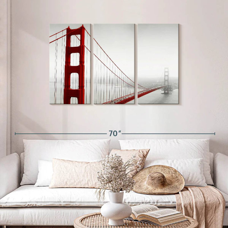 Lilie Golden Gate Bridge In Fog, 28" H x 45" W