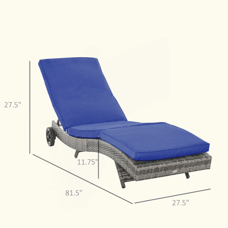 Outdoor Chaise Lounge, Navy Blue