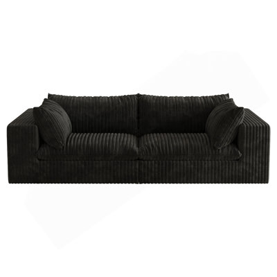 39.8" Cloud Sofa,Corduroy Fabric,Deep Seat Couches,Double-layer design,Removable  Cushion,No Assembly, DIY Combination for Living room, Bedroom,Conference room ,Apartment,Black