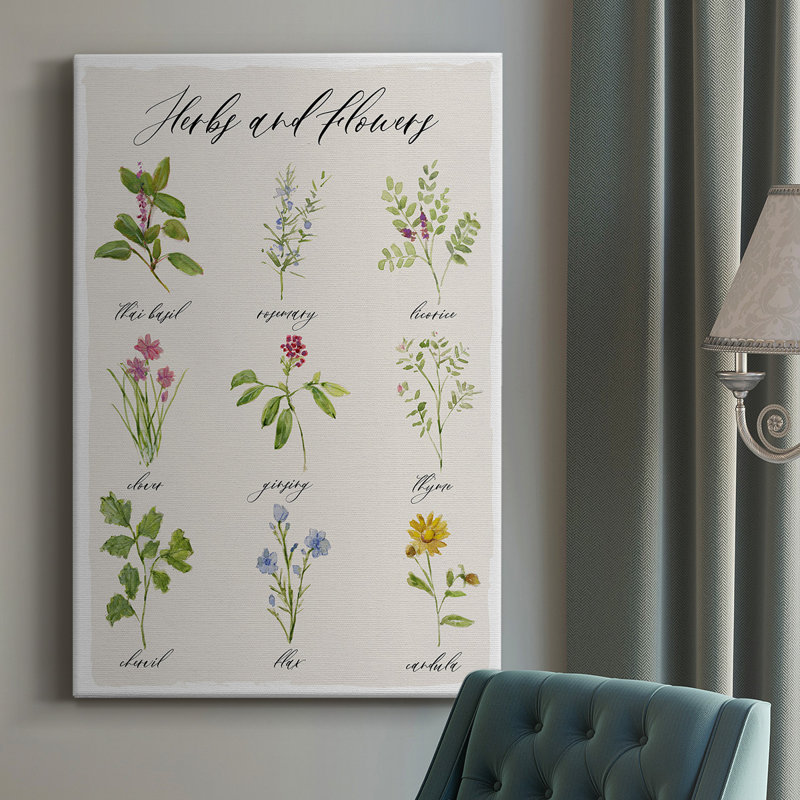 Toile tendue avec châssis de qualité supérieure Herbs And Flowers, H 60 po x l 40 po x P 1,5 po