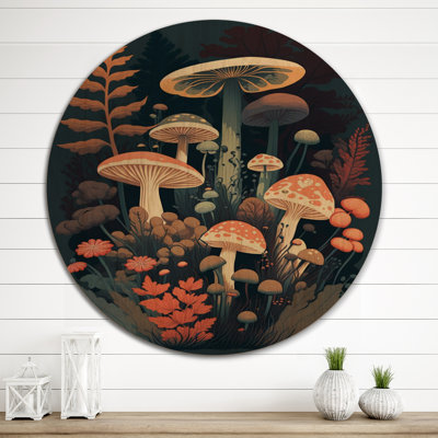 Vintage Mushrooms Amanita Muscaria VI - Landscape Forest Wood Wall Art - Natural Pine Wood