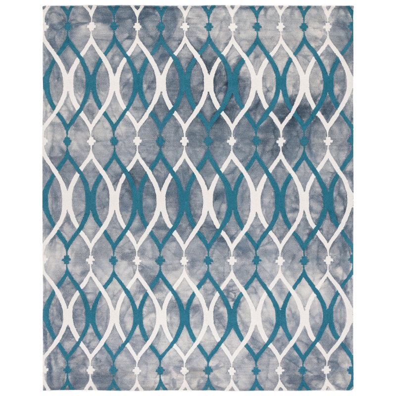Amekia Hand Tufted Wool Geometric Rug, Square 7'