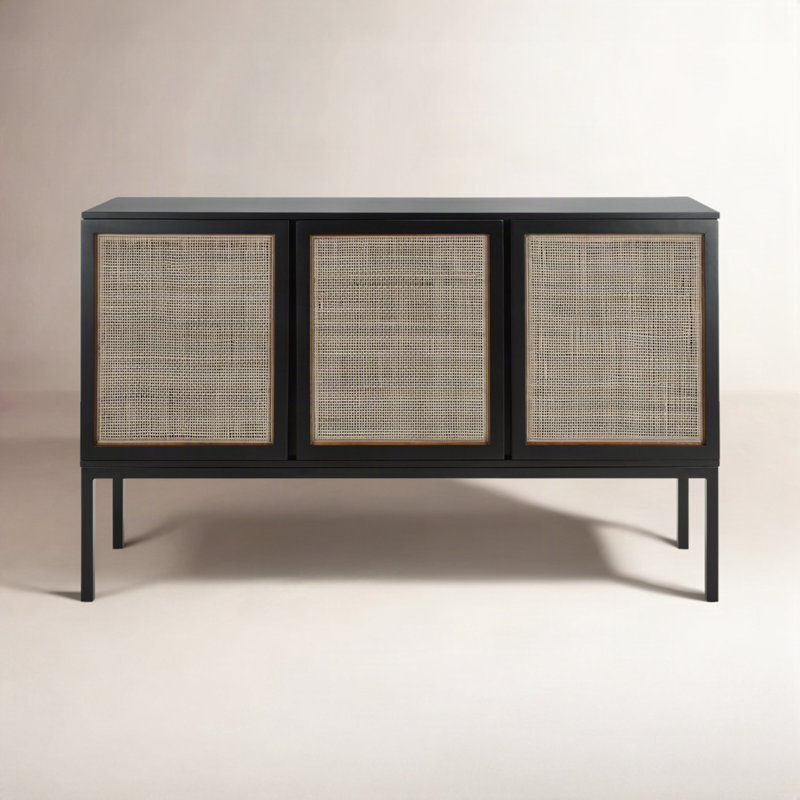 Buffet en bois massif Ehren, Noir / Noir