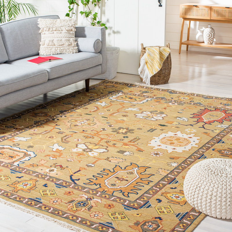 Tapis oriental en laine tissé à plat à la main Linwood, Rectangle 4 pi x 6 pi