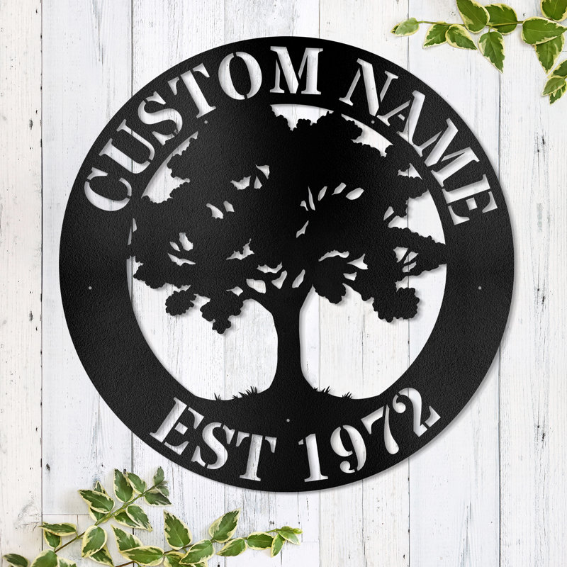 Arbre en métal personnalisé personnalisé, H 30 po x l 30 po x P 0,05 po, Noir, noir, noir, noir, Oui