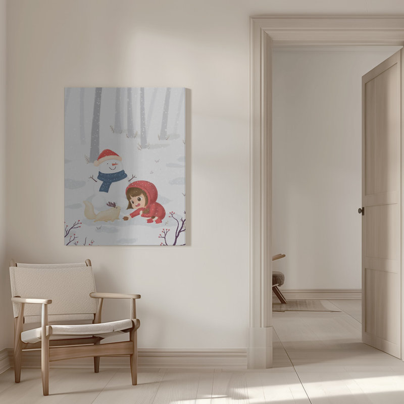 "Joyful Winter", art mural sur toile tendue, H 16 po x l 12 po