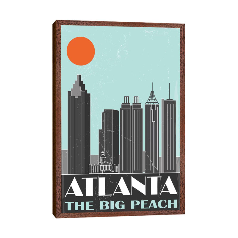 Atlanta - Print on Canvas, 66.04 cm H x 45.72 cm W, Classic Brown Wood Framed
