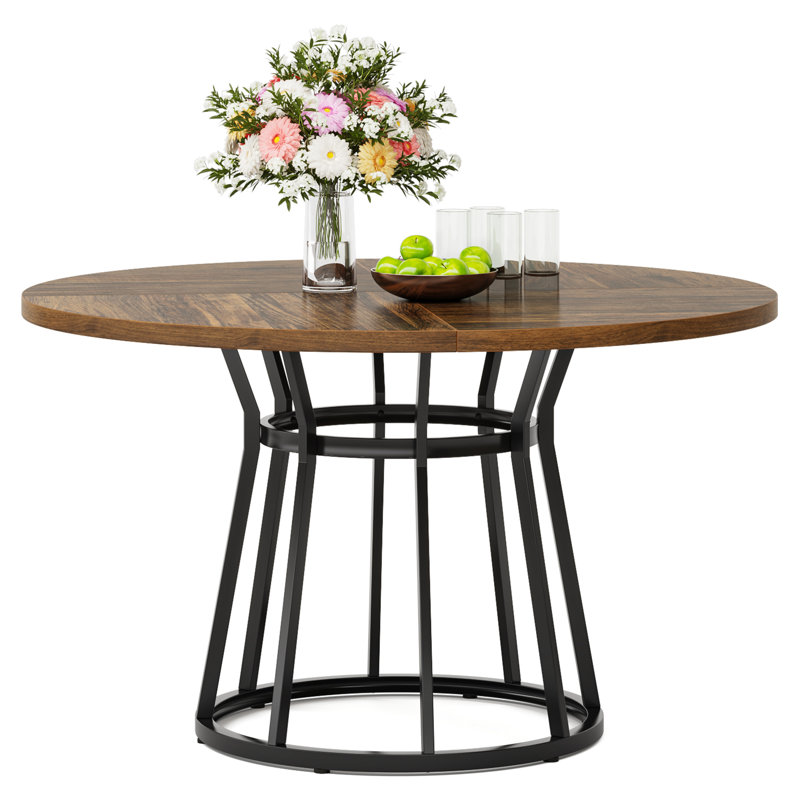 120cm Round Dining Table, Brown