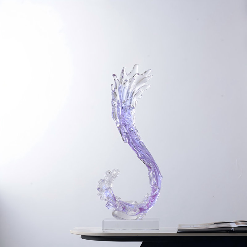 Modern Light Luxury Wave Crystal Glass Decorative Ornament