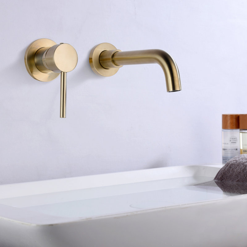 Wall Mounted Bathroom Faucet, Brushed Gold